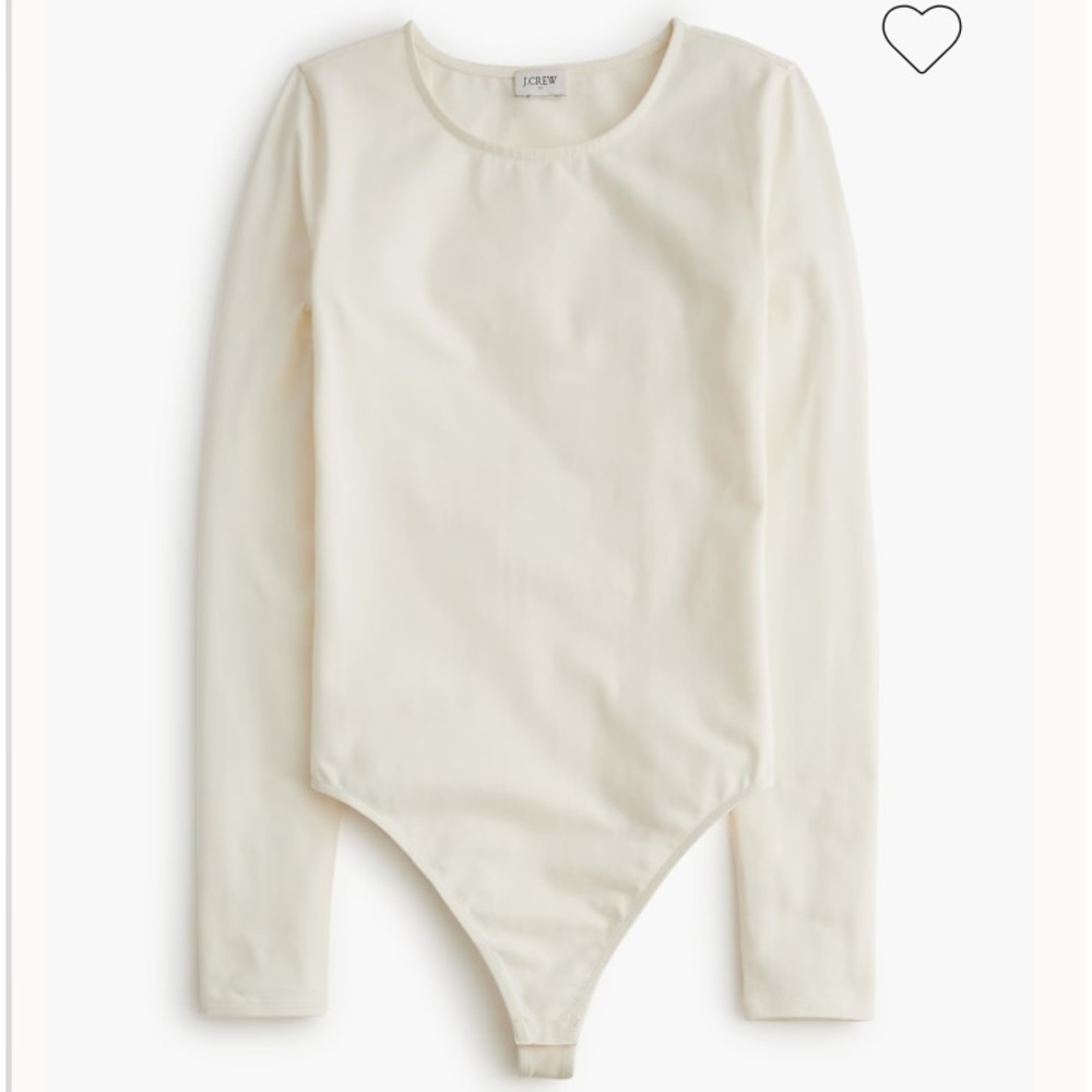 NEW J. Crew Factory Long-sleeve stretch cotton-blend bodysuit Ivory Size Medium